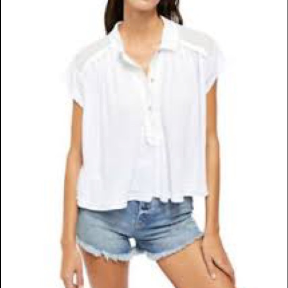 White Free People Low Down Henley Size Small - Picture 8 of 9